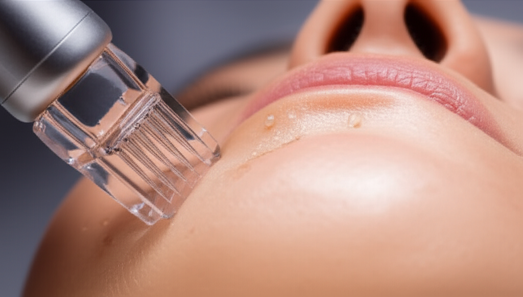 Microneedling treatment close-up